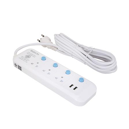 รางปลั๊กไฟ 3 ช่อง 4 สวิตช์ 2 USB ELECKTA 814UELEK 3 ม._1