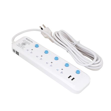 รางปลั๊กไฟ 4 ช่อง 5 สวิตช์ 2 USB ELECKTA 815UELEK 3 ม._1