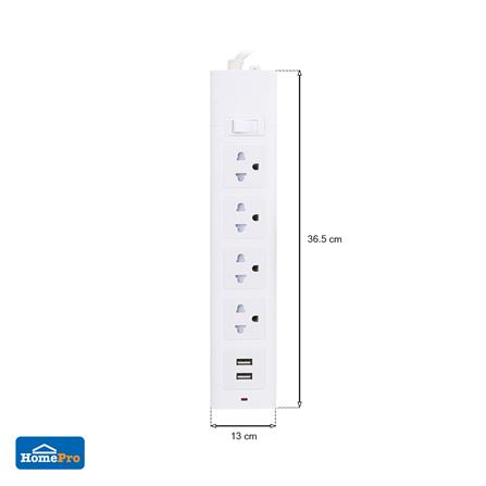 รางปลั๊กไฟ 4 ช่อง 1 สวิตช์ 2 USB ELECKTA 665UELEK 5 ม._3