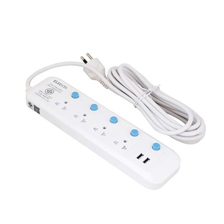 รางปลั๊กไฟ 4 ช่อง 5 สวิตช์ 2 USB ELECKTA 815UELEK 5 ม._1