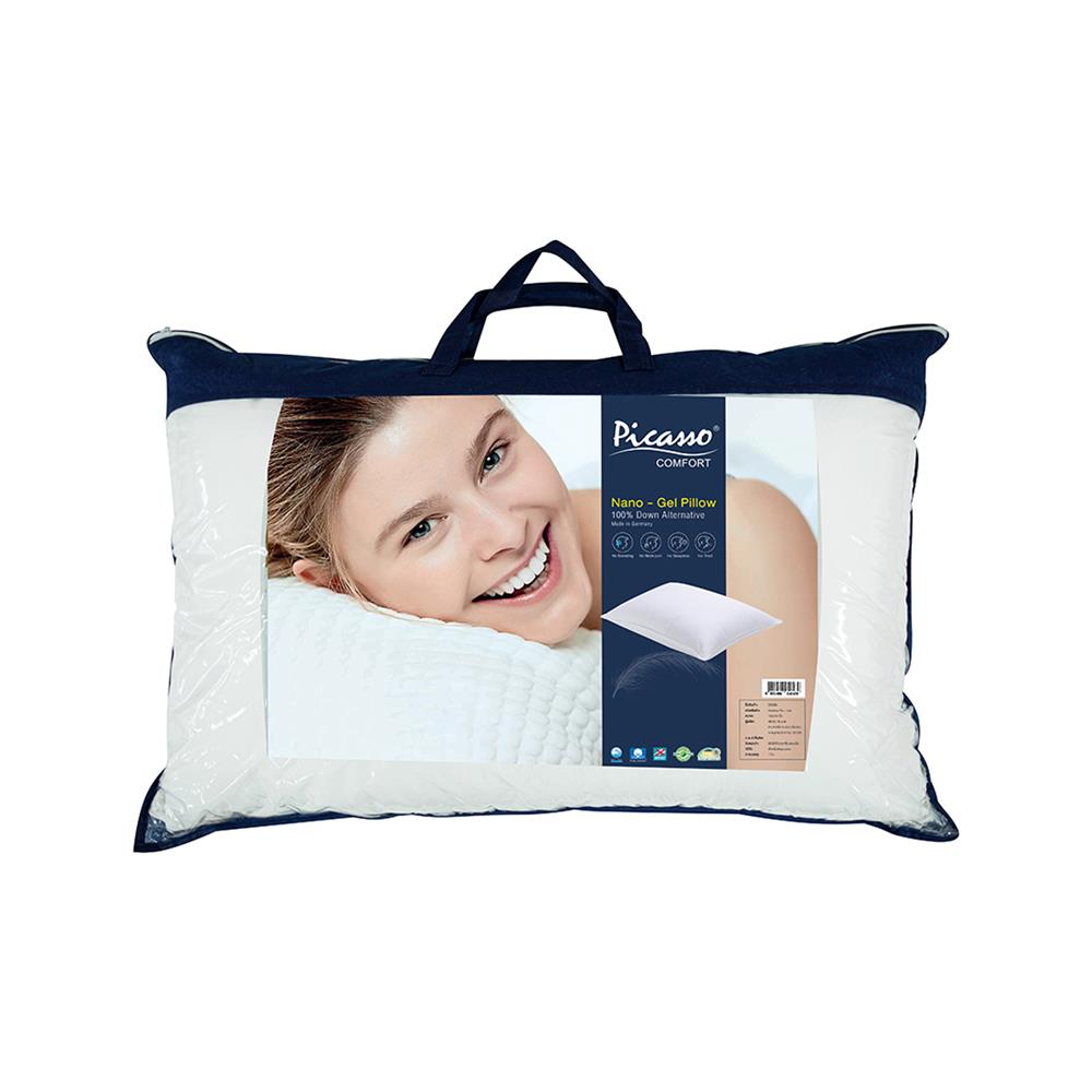 หมอนหนุน ขนห่านเทียม PICASSO NANOGEL 19x29 นิ้ว สีขาว