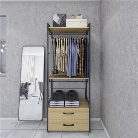 ตู้เสื้อผ้า FURDINI PLANK W10-800-22D สีน้ำตาล/ดำ_6