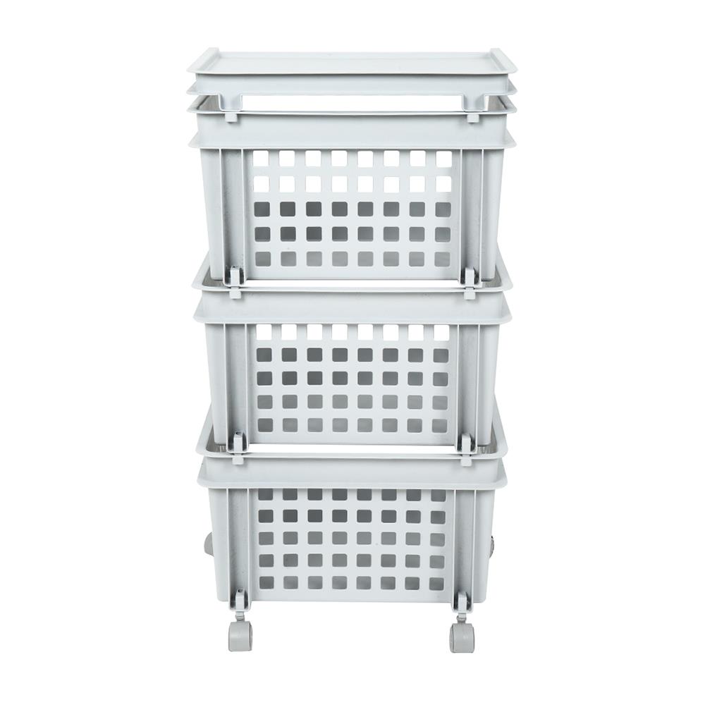 ชั้นวางของ 3 ชั้น มีล้อ DKW 42.8x33.5x79.3 ซม. สีเทา