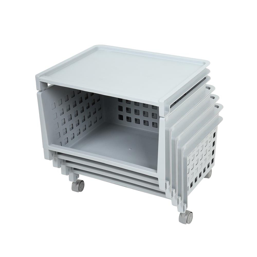 ชั้นวางของ 4 ชั้น มีล้อ DKW 42.8x33.5x102.3 ซม. สีเทา