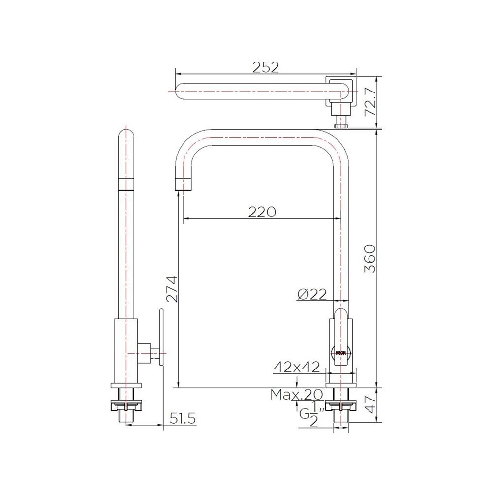 ก๊อกซิงค์เดี่ยวเคาน์เตอร์ KARAT FAUCET KF-37-517-63 สีโครม
