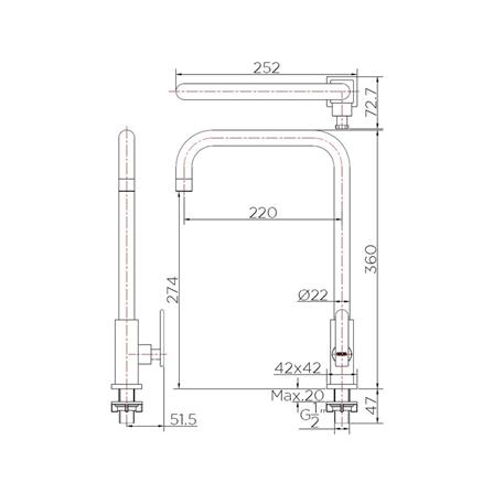 ก๊อกซิงค์เดี่ยวเคาน์เตอร์ KARAT FAUCET KF-37-517-63 สีโครม_2