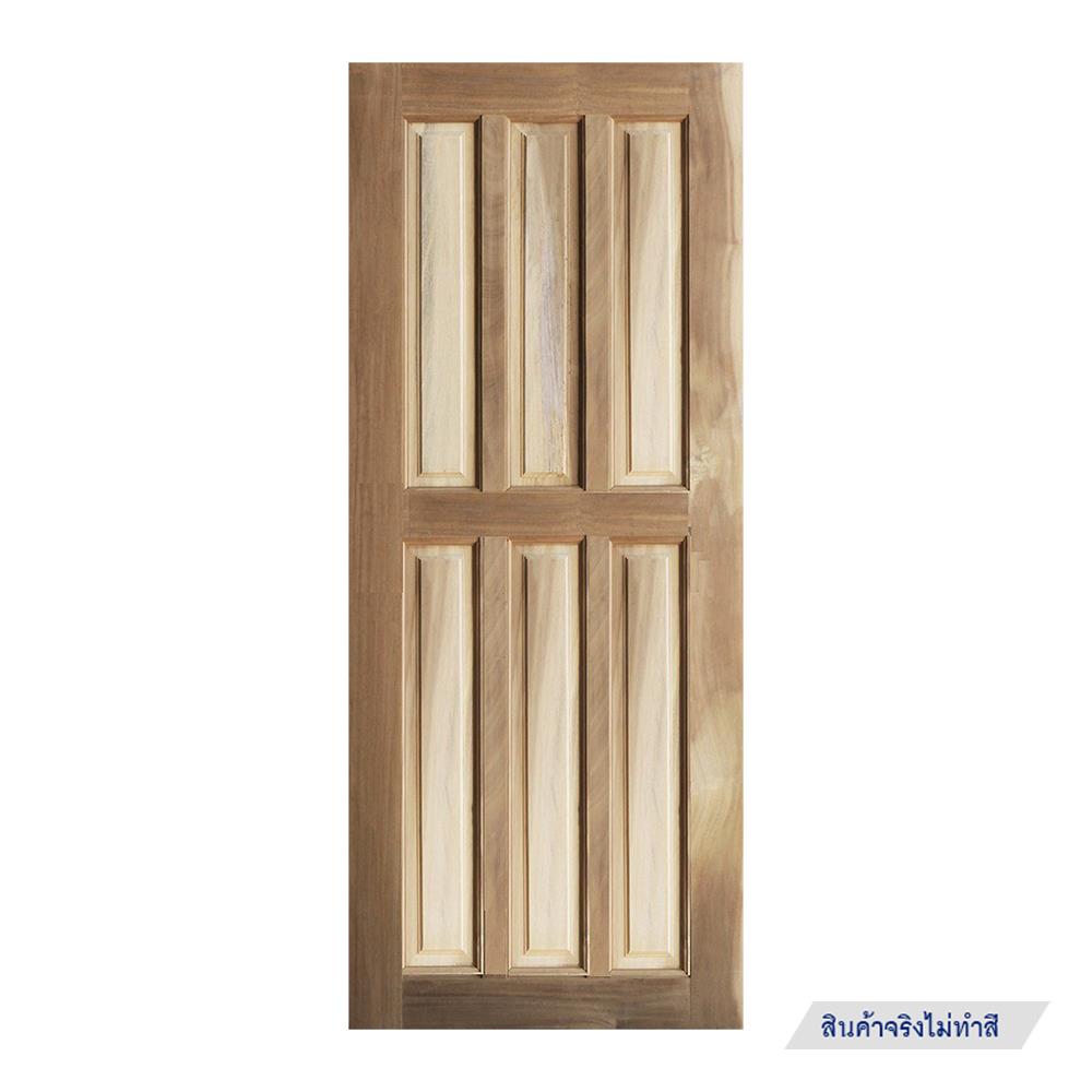 ประตูไม้แดงมาเลย์ N999 6 ฟัก โมเดิร์น 80X200 ซม. สีธรรมชาติ ไม่เจาะลูกบิด