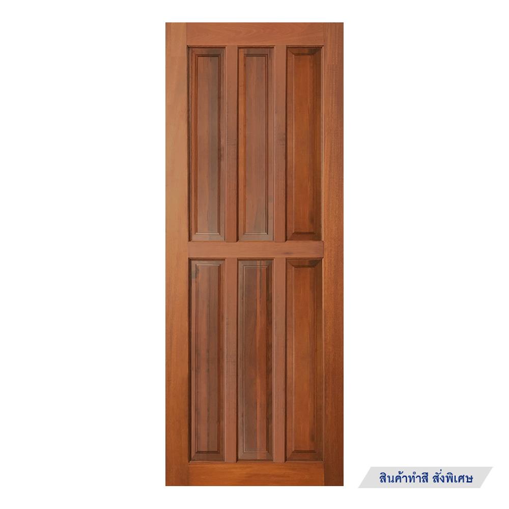 ประตูไม้แดงมาเลย์ N999 6 ฟัก โมเดิร์น 80X200 ซม. สีธรรมชาติ ไม่เจาะลูกบิด