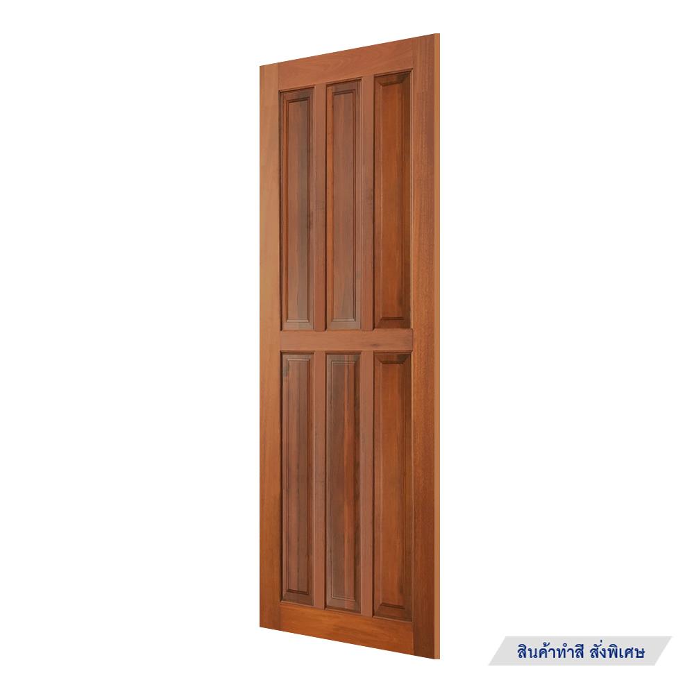 ประตูไม้แดงมาเลย์ N999 6 ฟัก โมเดิร์น 80X200 ซม. สีธรรมชาติ ไม่เจาะลูกบิด