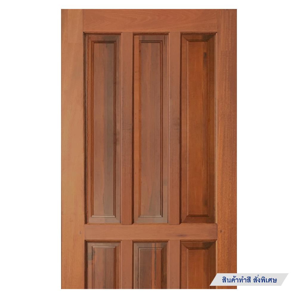 ประตูไม้แดงมาเลย์ N999 6 ฟัก โมเดิร์น 80X200 ซม. สีธรรมชาติ ไม่เจาะลูกบิด