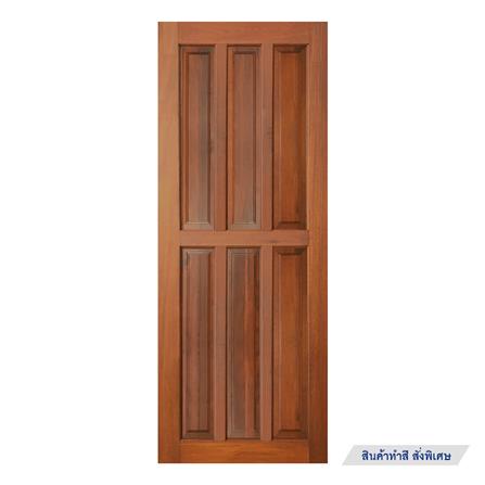 ประตูไม้แดงมาเลย์ N999 6 ฟัก โมเดิร์น 80X200 ซม. สีธรรมชาติ ไม่เจาะลูกบิด_1