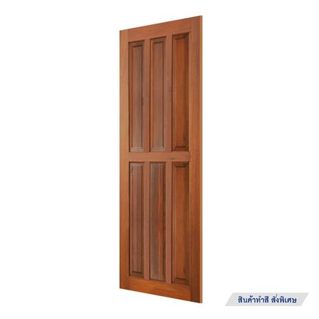 ประตูไม้แดงมาเลย์ N999 6 ฟัก โมเดิร์น 80X200 ซม. สีธรรมชาติ ไม่เจาะลูกบิด_2