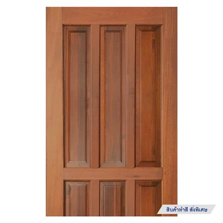 ประตูไม้แดงมาเลย์ N999 6 ฟัก โมเดิร์น 80X200 ซม. สีธรรมชาติ ไม่เจาะลูกบิด_3