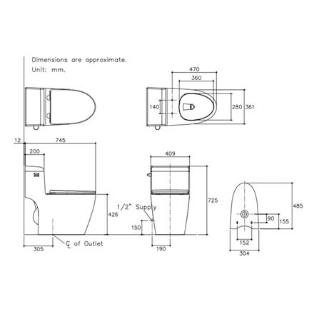 สุขภัณฑ์ 1 ชิ้น KARAT K-21924X-S-WK 4.8 ลิตร สีขาว_1