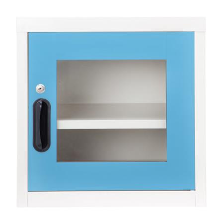 ตู้เหล็กบานเปิดกระจก KIOSK UNI-2 สีขาว/ฟ้า_1