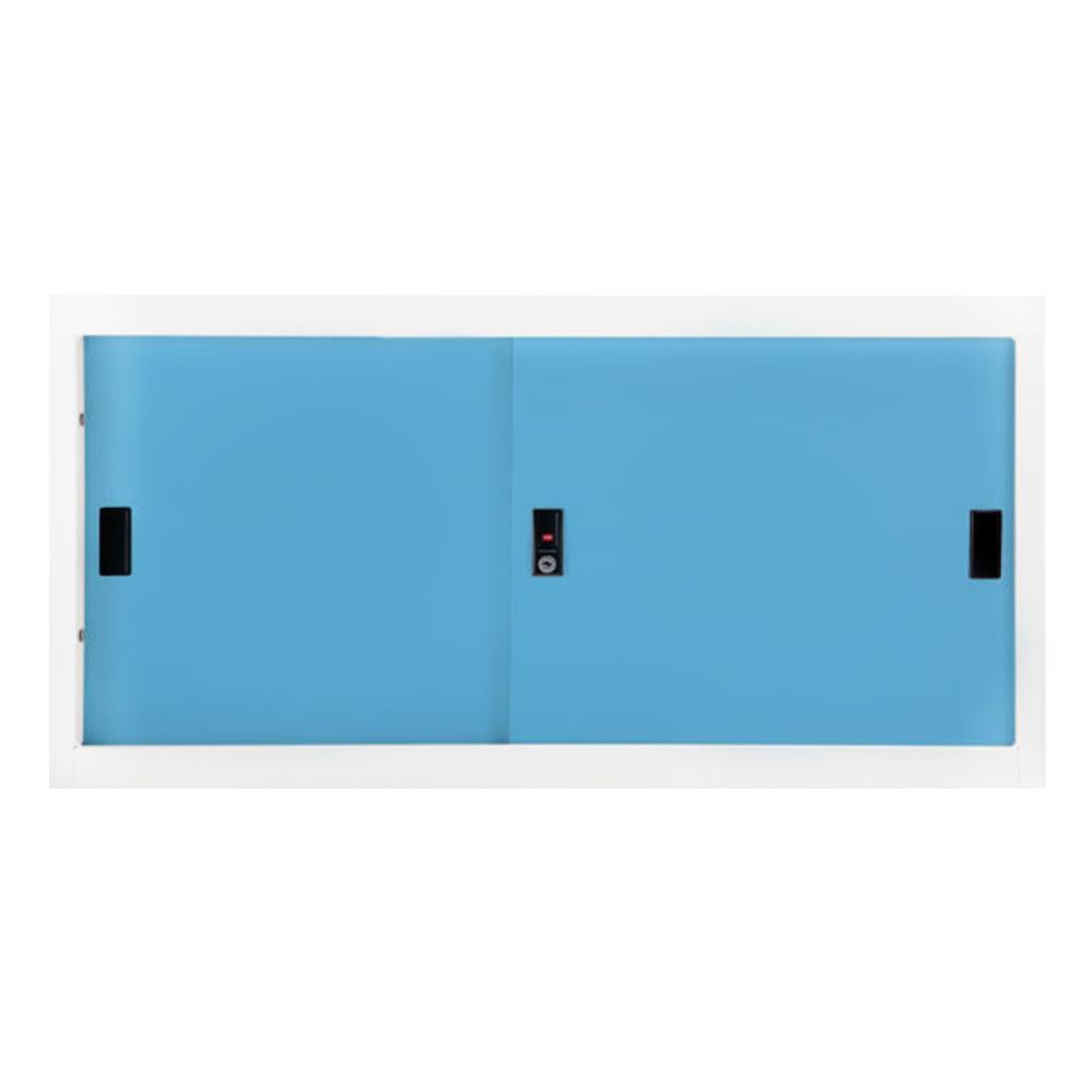 ตู้เหล็กบานเลื่อนทึบ KIOSK USB-1 สีขาว/ฟ้า
