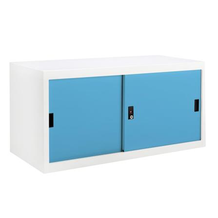 ตู้เหล็กบานเลื่อนทึบ KIOSK USB-1 สีขาว/ฟ้า