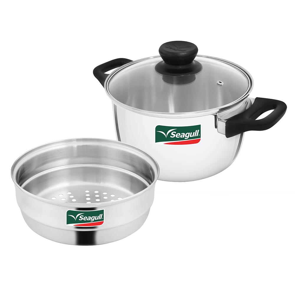 ชุดหม้อนึ่งพร้อมฝาแก้ว SEAGULL 22 ซม.