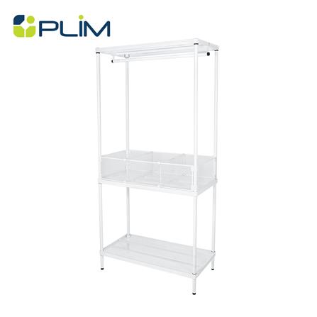 ตู้เสื้อผ้าราวแขวนชั้นวาง+ตะแกรง PLIM สีขาว_0