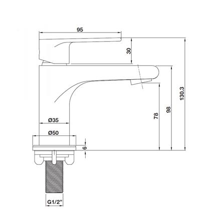 ก๊อกอ่างล้างหน้าเดี่ยว HAFELE 485.61.036 สีโครม_2