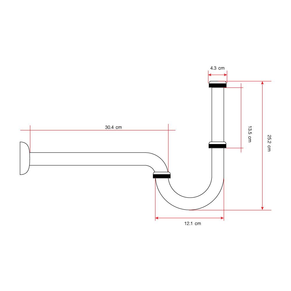 ท่อน้ำทิ้งอ่างล้างหน้าพีแทรป 30 ซม. LUZERN OS-009-30 สีโครม
