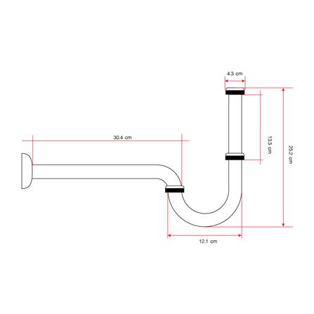 ท่อน้ำทิ้งอ่างล้างหน้าพีแทรป 30 ซม. LUZERN OS-009-30 สีโครม_1