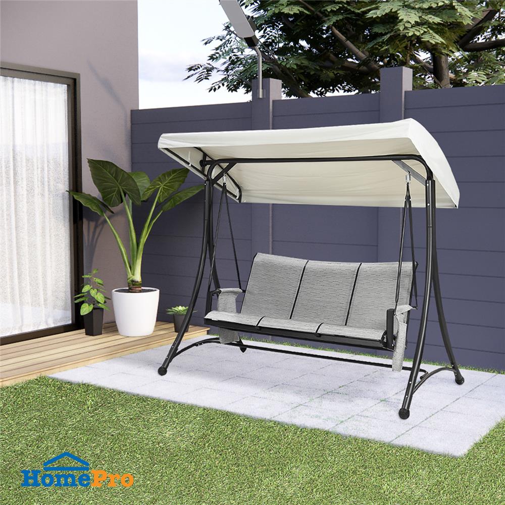 เก้าอี้โยก 3 ที่นั่ง SPRING TEXTILENCE สีเทา