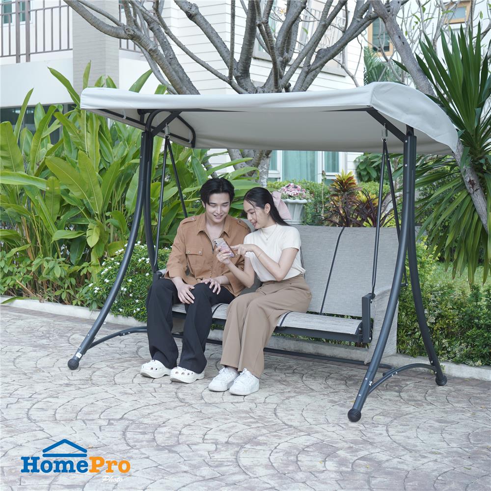 เก้าอี้โยก 3 ที่นั่ง SPRING TEXTILENCE สีเทา