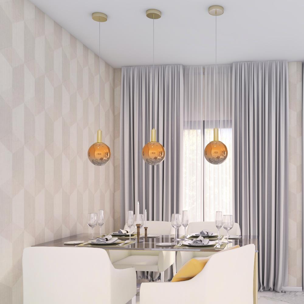 ไฟช่อ CARINI MODERN GR-19016-P1-B แก้ว/โลหะ สีส้ม/ทองแดง 1 หัว