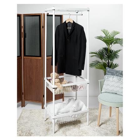 ตู้เสื้อผ้าราวแขวน2ตะกร้า PLIM 60 ซม. สีขาว_5