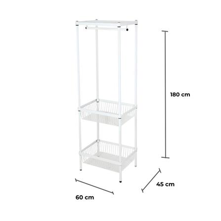 ตู้เสื้อผ้าราวแขวน2ตะกร้า PLIM 60 ซม. สีขาว_6