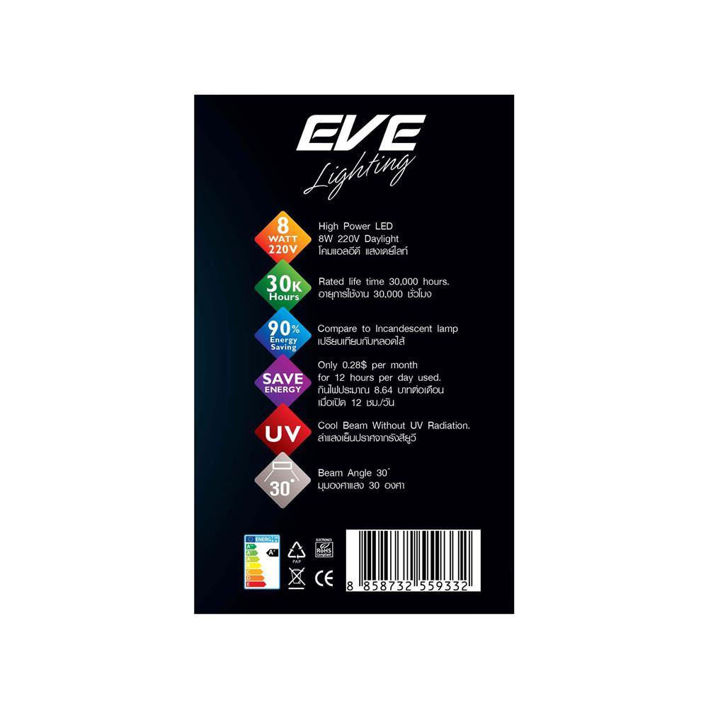 สปอตไลท์ภายใน LED EVE 559332 8 วัตต์ DAYLIGHT  สีขาว