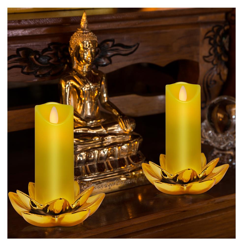 เชิงดอกบัวเซรามิก CLAIRE 5 นิ้ว สีทอง