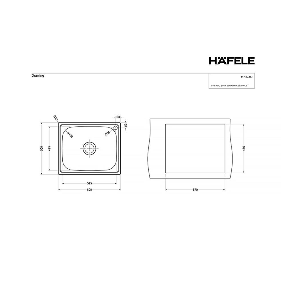 ซิงค์ฝัง 1 หลุม HAFELE GENESIS 495.39.390 สเตนเลส