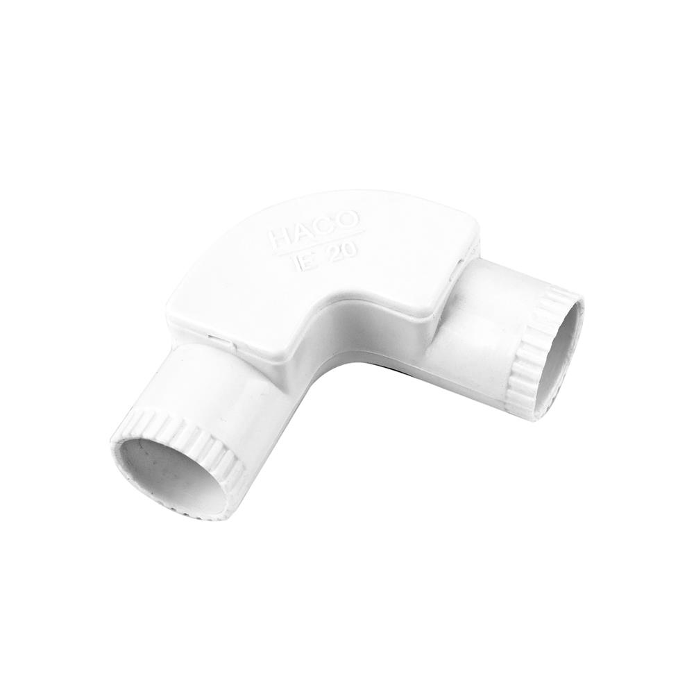 ข้องอ 90 ฝาเปิด PVC HACO 20 มม. สีขาว