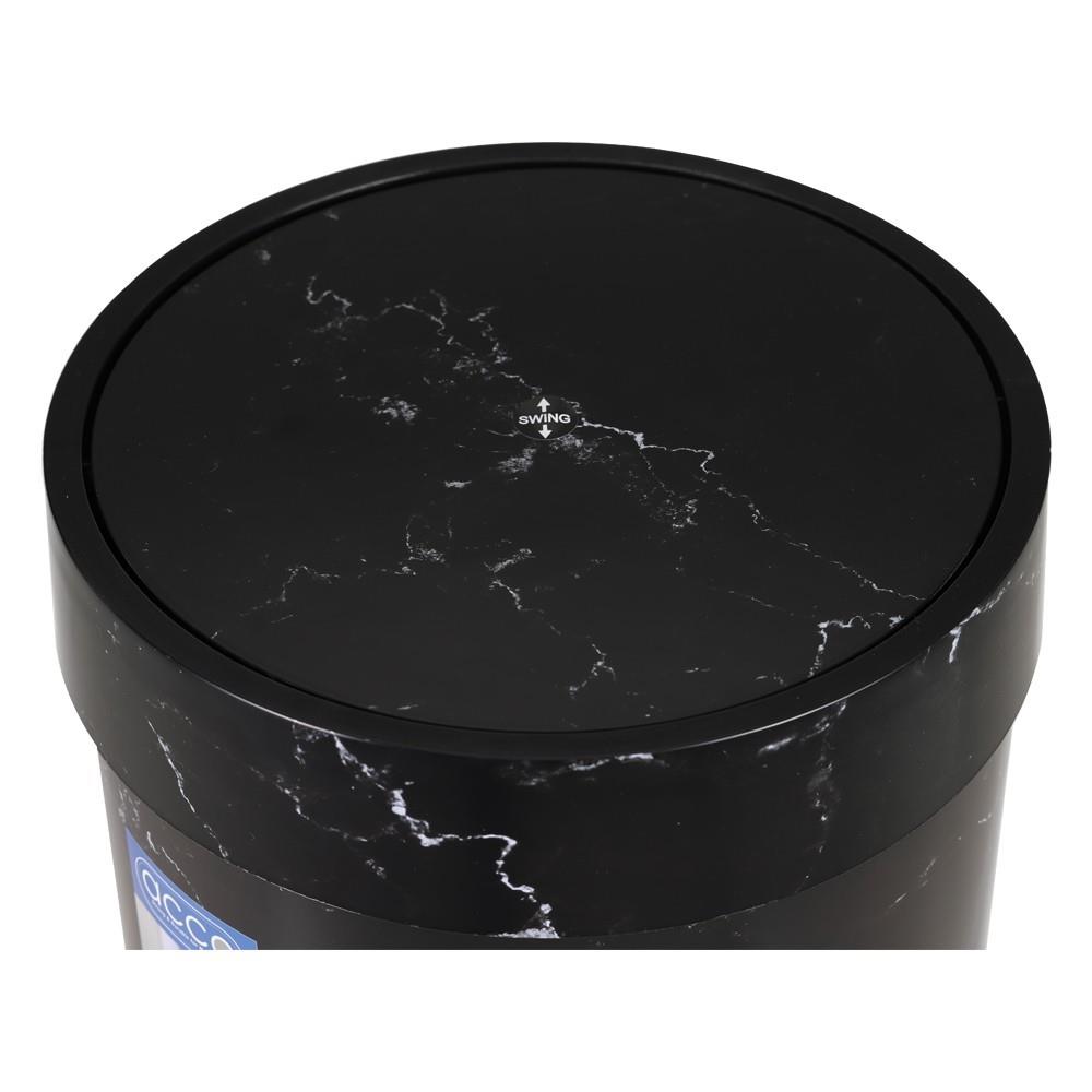 ถังขยะกลมฝาสวิง ACCO MIDNIGHT 15.5 ลิตร หินอ่อนสีดำ