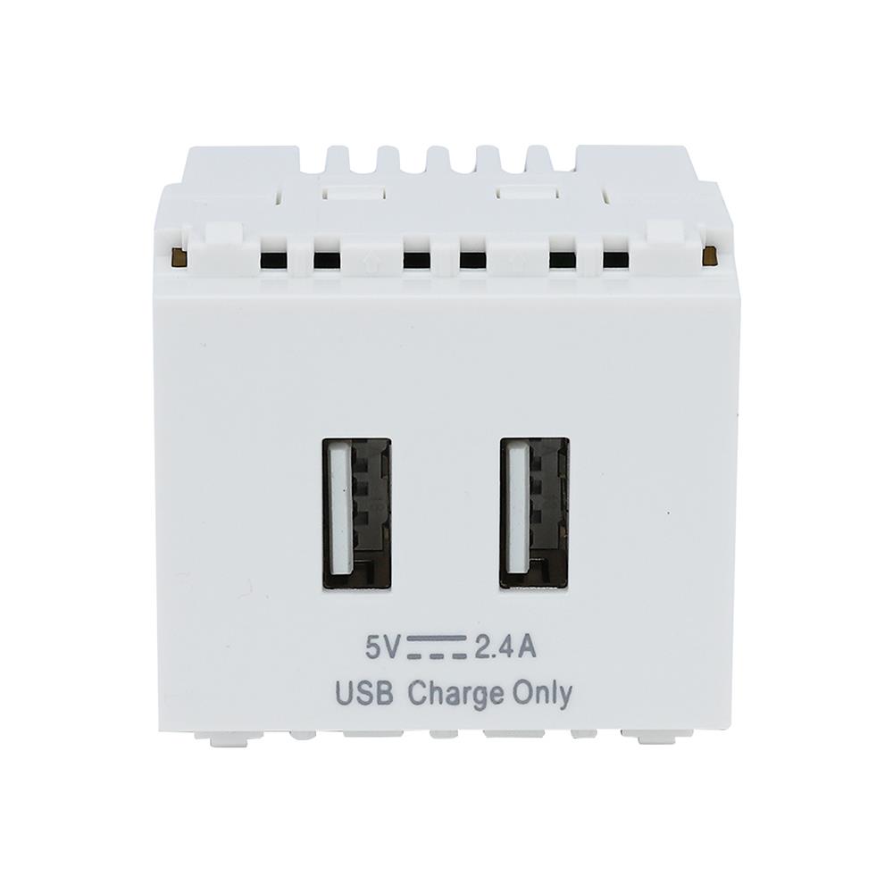 เต้ารับ USB PHILIPS 2 ช่อง LEAF 2.4 แอมแปร์ สีขาว