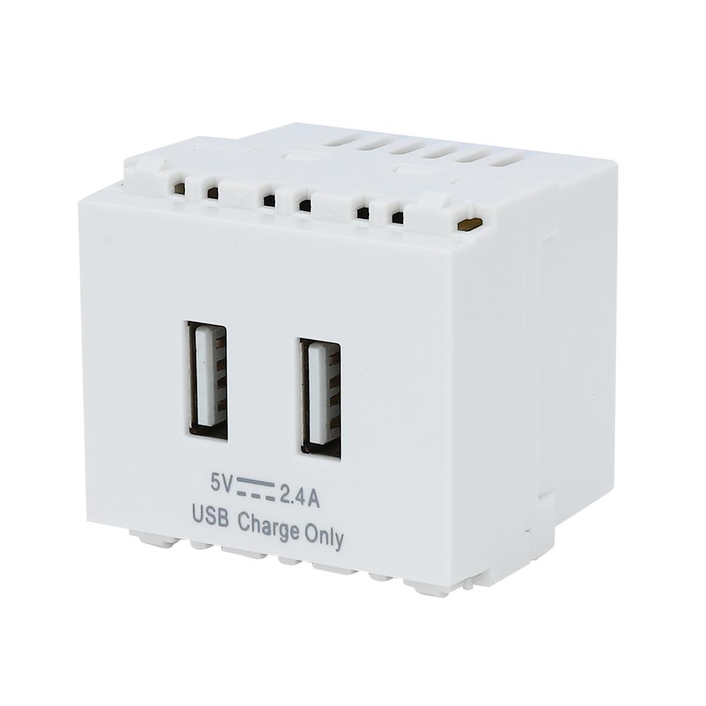 เต้ารับ USB PHILIPS 2 ช่อง LEAF 2.4 แอมแปร์ สีขาว