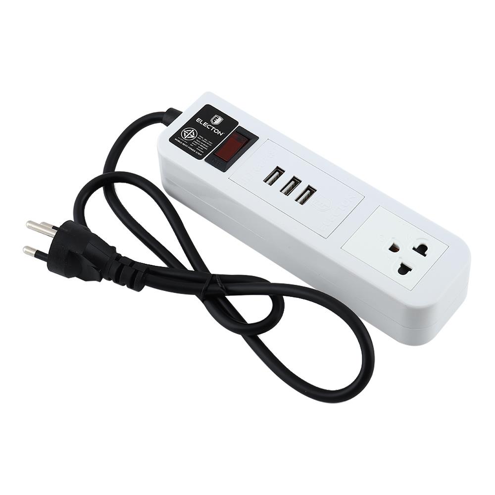 รางปลั๊กไฟ 1 ช่อง 1 สวิตซ์ 3 USB ELECTON EP-A101 1 ม. สีขาว