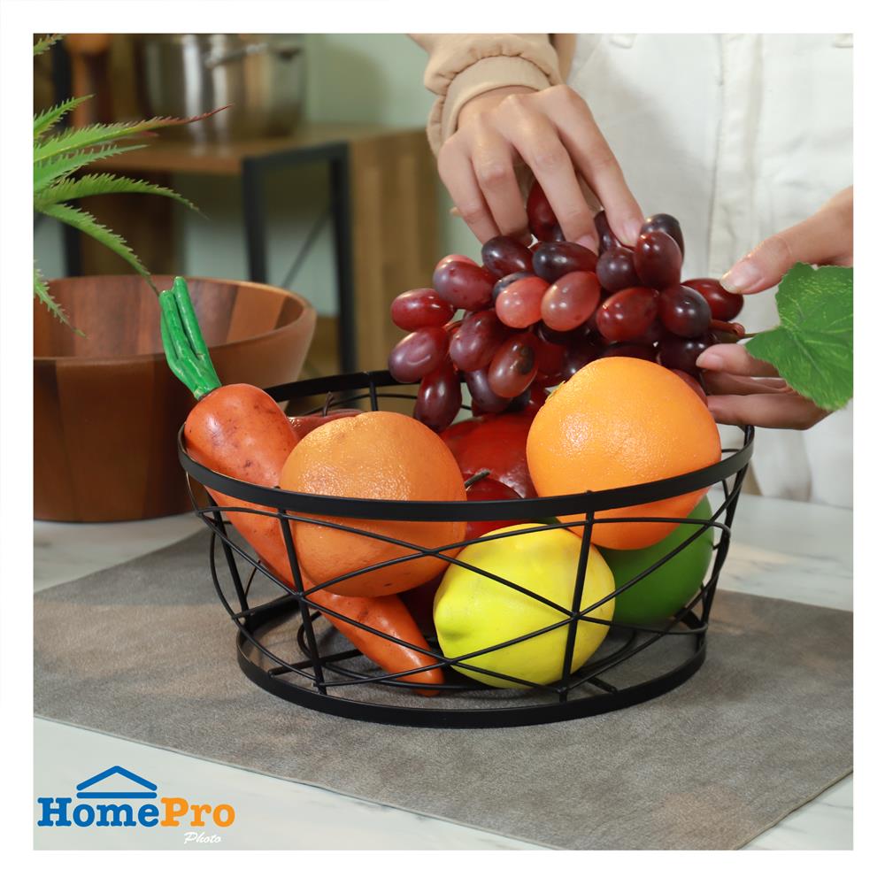 ตะกร้าผลไม้กลม SPIRAL ZL024 25 ซม. สีดำ