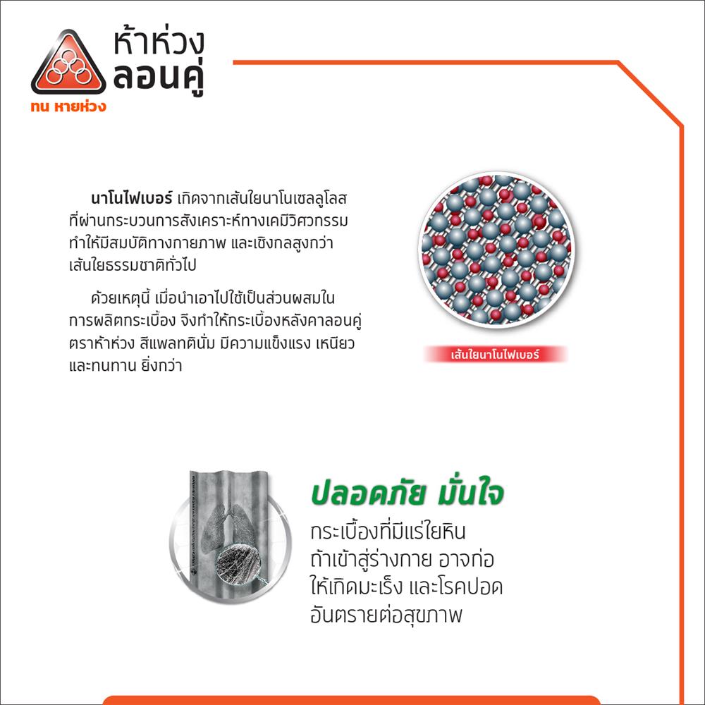 กระเบื้องหลังคาลอนคู่ ห้าห่วง 0.5x50x120 ซม. สีซีเมนต์