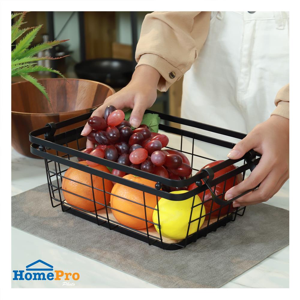 ตะกร้าผลไม้เหลี่ยม 30 ซม. FULL YS-50064WP สีดำ