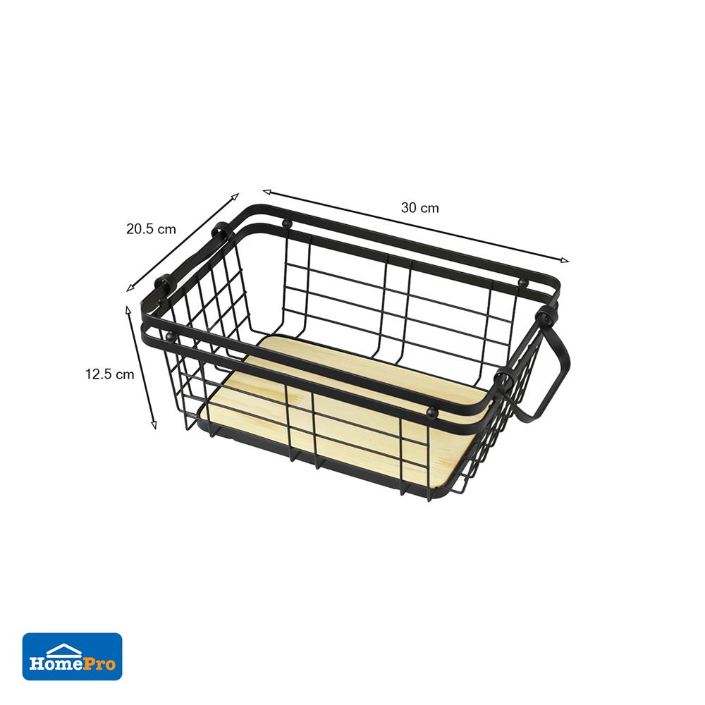 ตะกร้าผลไม้เหลี่ยม 30 ซม. FULL YS-50064WP สีดำ