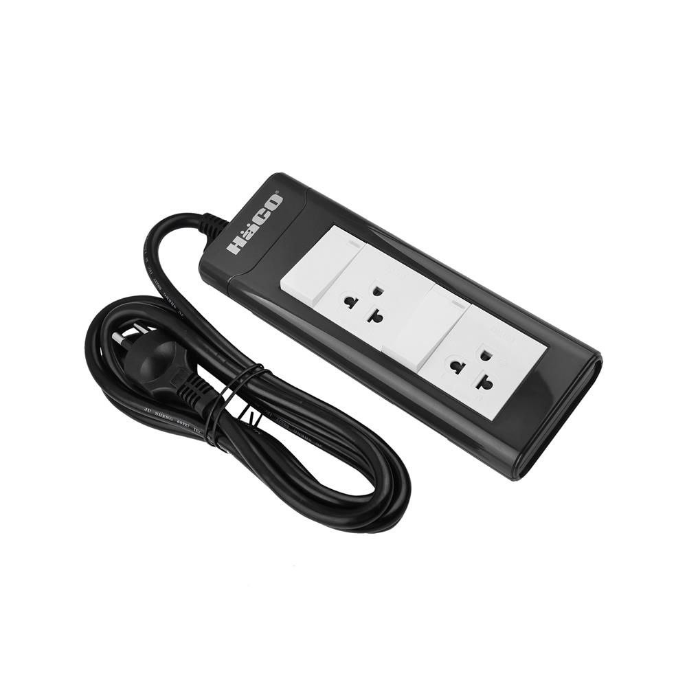 รางปลั๊กไฟ 2 ช่อง 2 สวิตซ์ HACO EPN-2S2EB/2 16 แอมป์ 2 ม.