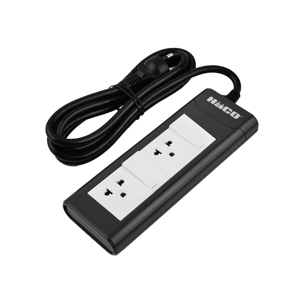 รางปลั๊กไฟ 2 ช่อง 2 สวิตซ์ HACO EPN-2S2EB/2 16 แอมป์ 2 ม.