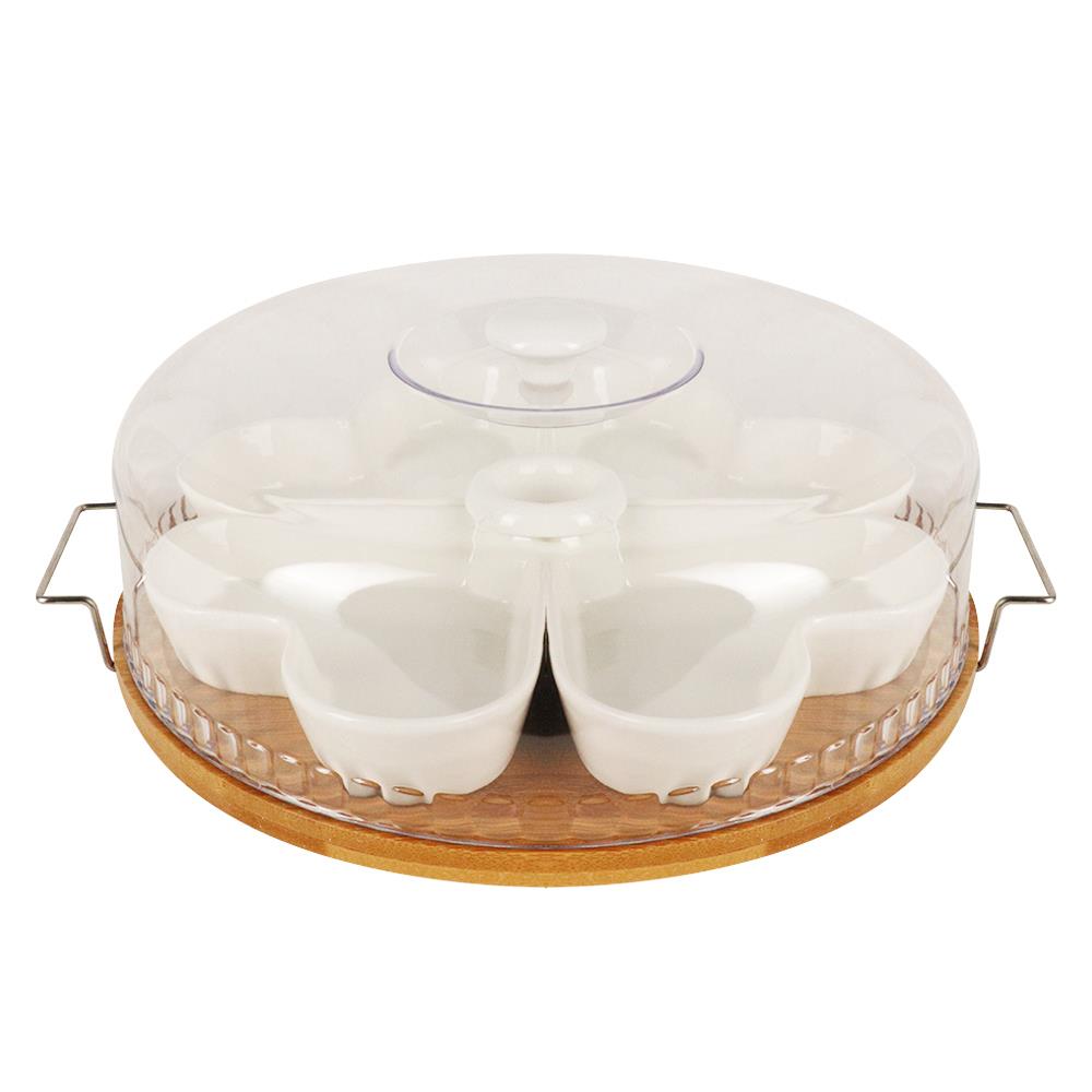 ชุดเสริฟ 4 ช่อง+ฝา BAMBOO