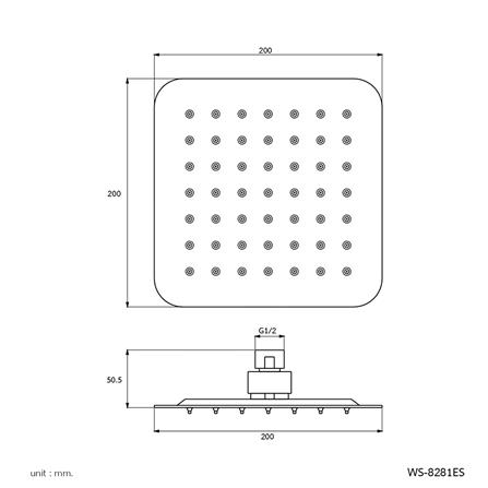 หัวฝักบัวก้านแข็ง WS OH WS-8281ES 20 ซม._1