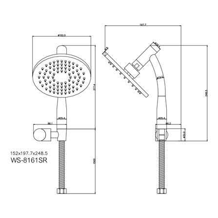 ชุดฝักบัวสายอ่อน 1 ระดับ WS WS-8161SR_1