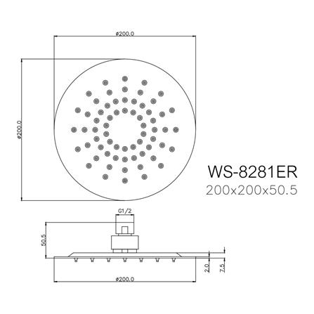 ฝักบัวก้านแข็ง OH 20 ซม. WS WS-8281ER_1