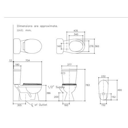 สุขภัณฑ์ 2 ชิ้น K-22946X-S-WK 4.8L สีขาว_1